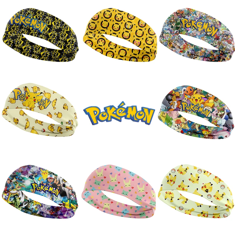 

Pokemon headband High elastic wide-brimmed sports sweat-guiding hair bandana Kawaii birthday gift Pikachu anime peripherals