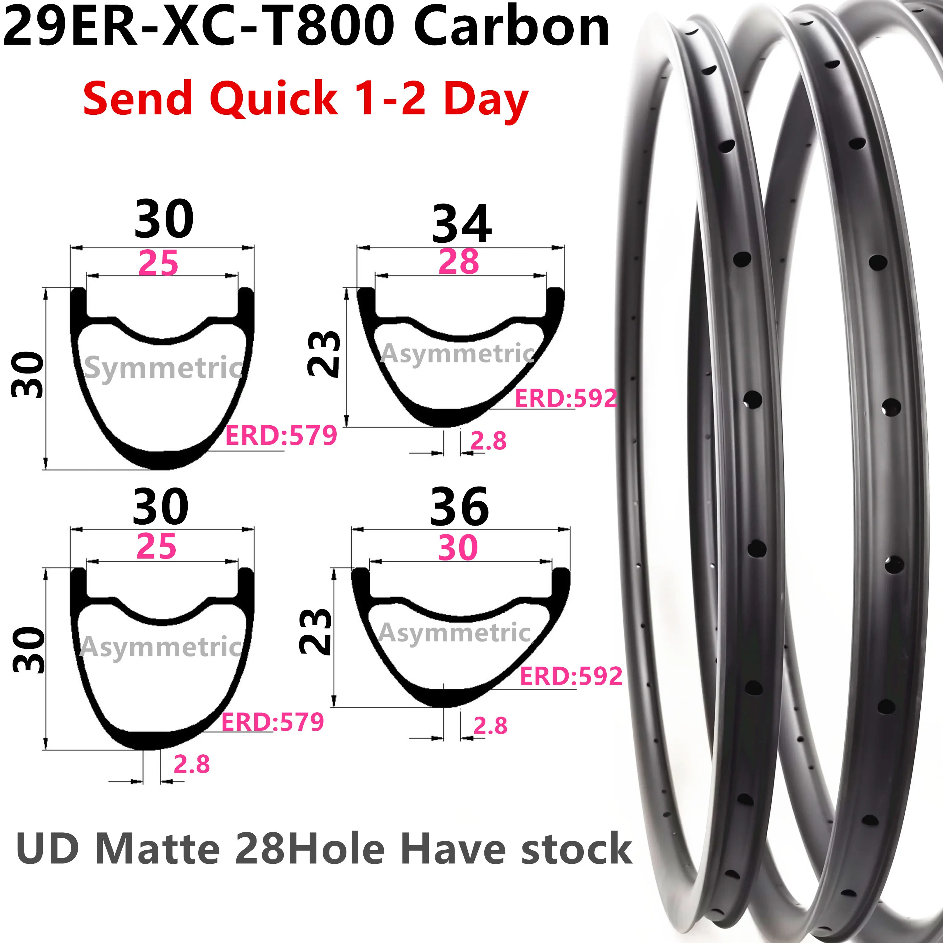 29er mtb только 28H 325g Асимметричные 25 мм 27 мм 30 мм внутренняя ширина 25 мм Глубина фотобескамерные карбоновые обода XC 29er