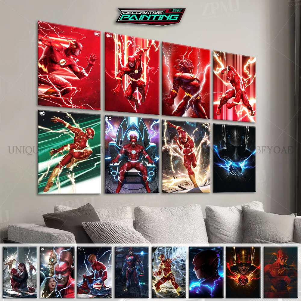 

Superhero Film The Flash Canvas Paintings Justice League Wall Art Home Decor Poster HD Prints Vintage Room Frameless Pictures