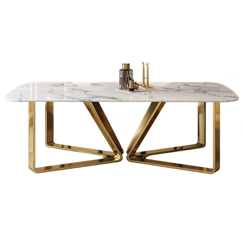 

Light luxury marble dining table Nordic small apartment rectangular household dining table