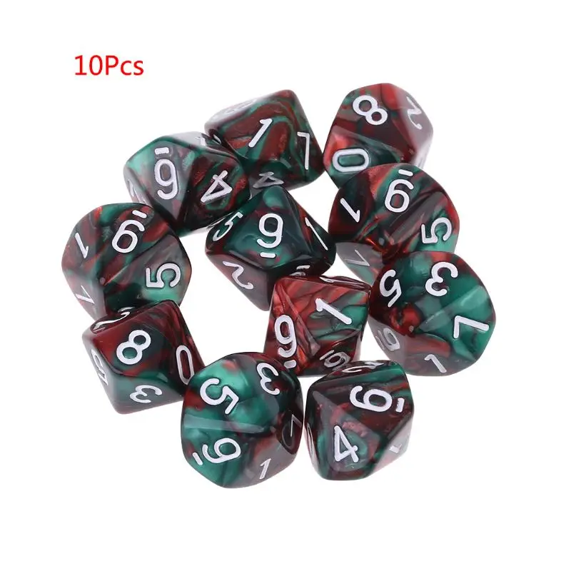 10pcs/set 10 Sided D10 Polyhedral Dices Numbers Dials Desktop Table Board Game Accessories Educational Toys