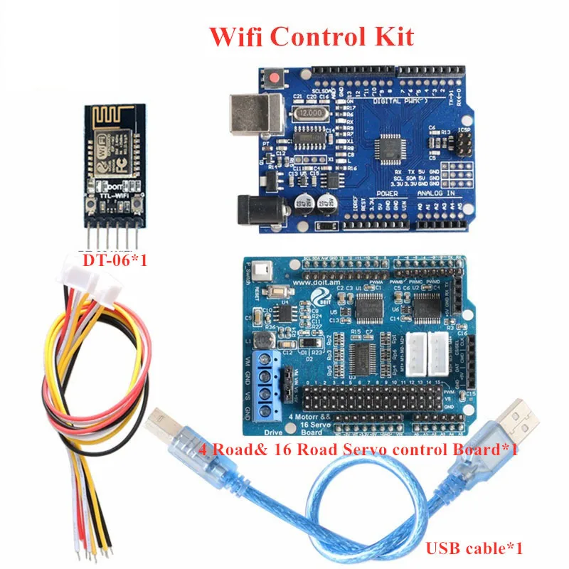 블루투스, 와이파이, 핸들 로봇 자동차 암 컨트롤러 키트, 아두이노용, 모터 드라이버 보드, 와이파이 모듈, 블루투스 모듈