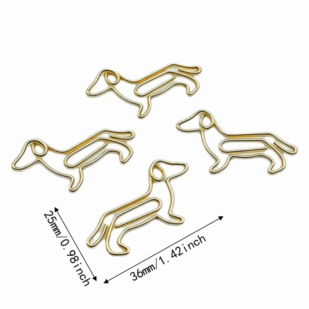40PCS Golden Color Office Paper Clips Innovative Shape Photo Holder Metal Paper Clips Bookmark Use Animal Shape Paper Clips