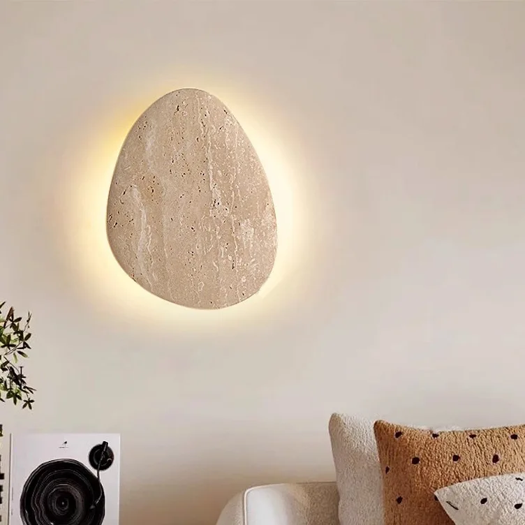 

Japanese Creamy & Nordic Creative Travertine LED Wall Lamp - for Bedroom Bedside, Corridor & Balcony
