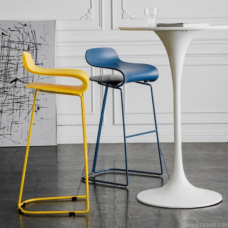 

Nordic Modern Bar Stools Home Ironwork High Stools Trendy Dining Chairs Made of ABS Plastic and Cold-rolled Steel Bar Chair