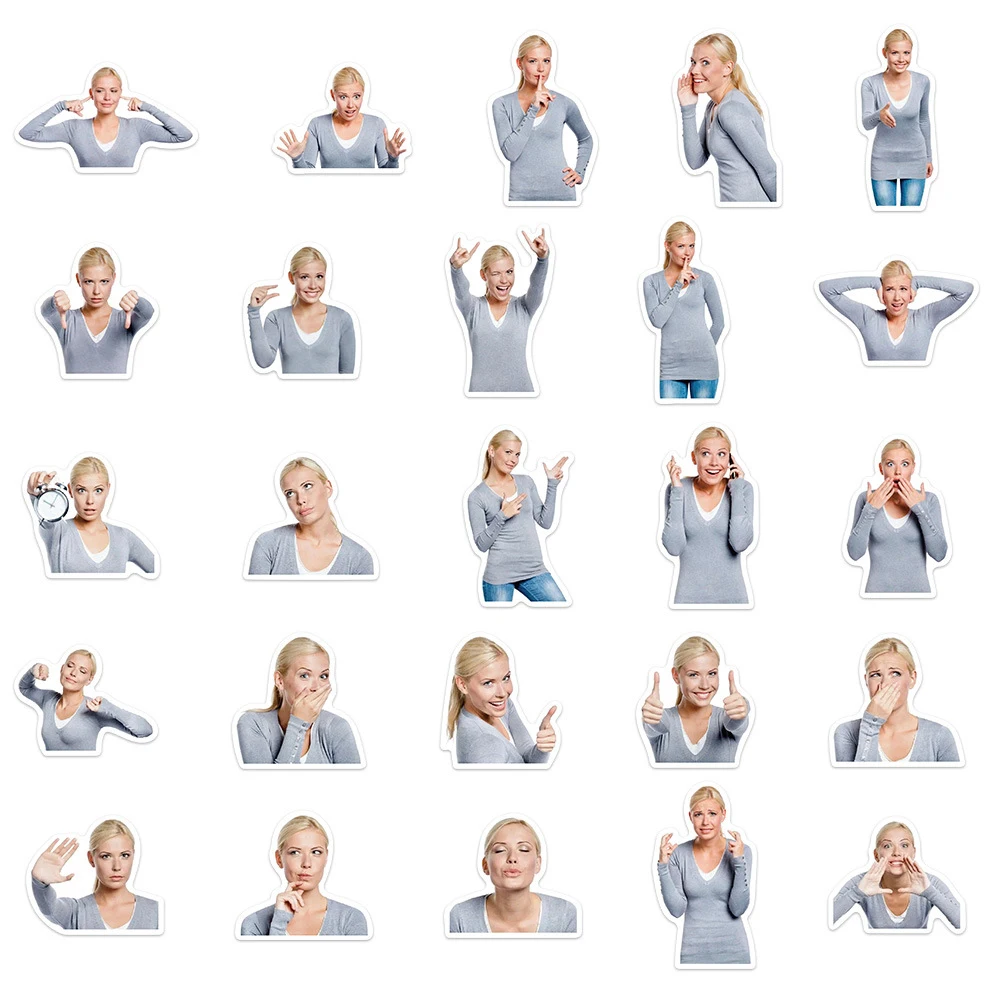 10/30/50 قطعة الشعر الأشقر النساء مضحك ميمي ملصقات الكرتون التعبير الشارات سكيت الأمتعة الهاتف الكتابة على الجدران ملصق الديكور #6