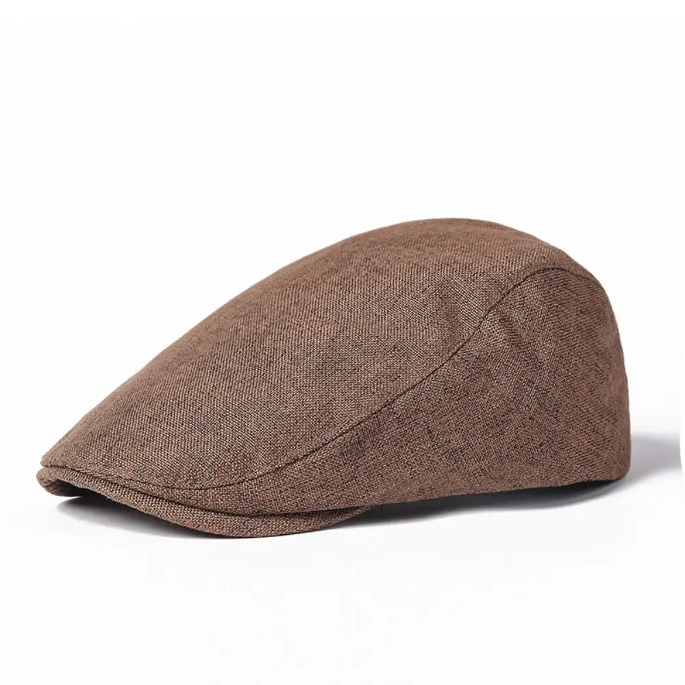 Simple Vintage Men's Beret Solid Color Cotton Flat Cap Driving Casual Golf Hats Outdoor