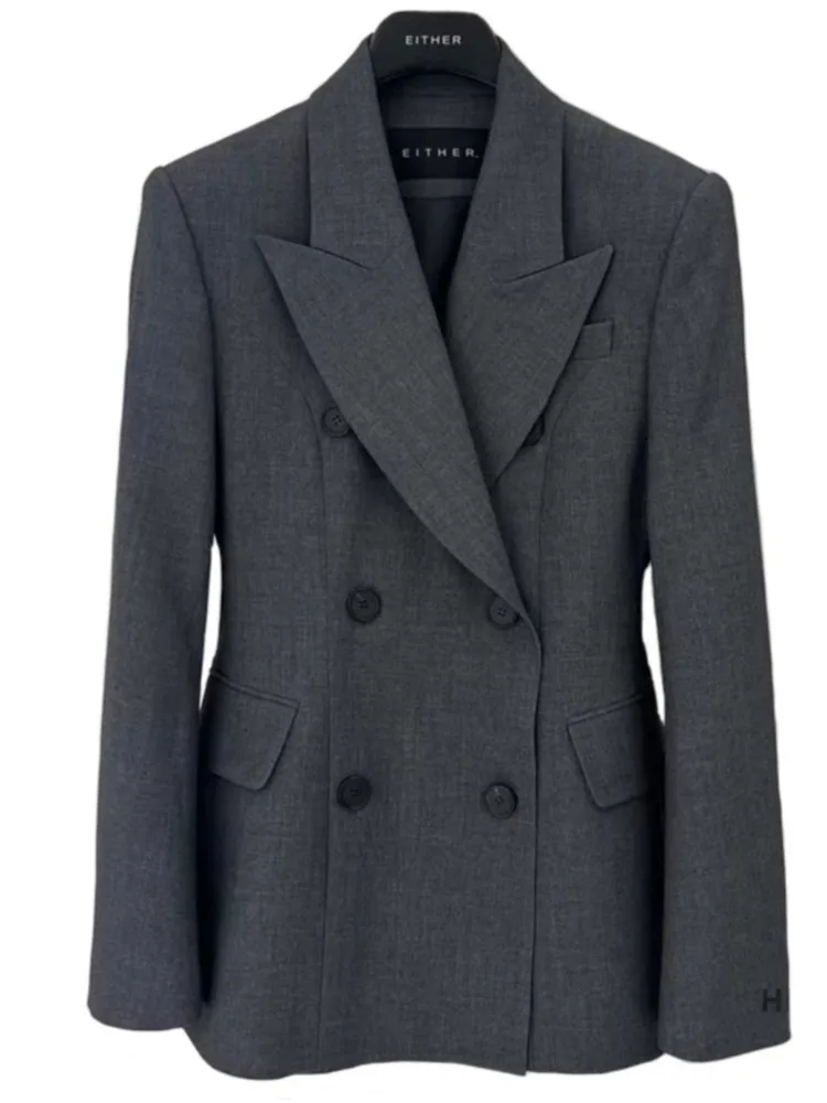 سترة نسائية أنيقة مزدوجة الصدر من FANAN بأكمام طويلة وخصر مجمع سترات مناسبة معاطف نسائية موضة ربيع 2025 الجديدة #5