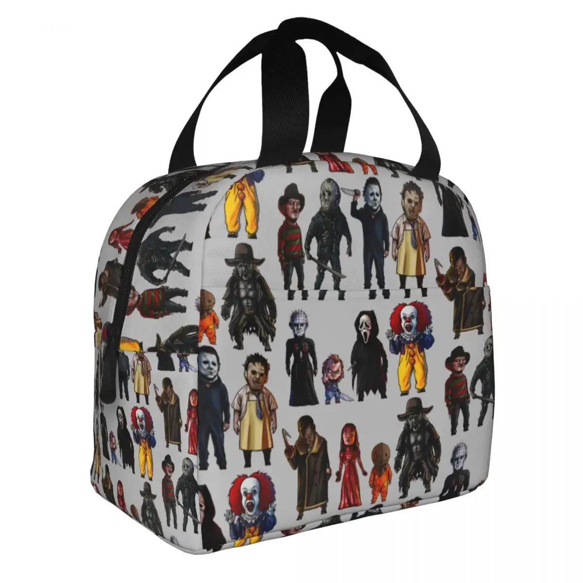 Lunch Bag Icons Of Horror Movie Insulated Cooler Bag Waterproof Picnic School Michael Myers Chucky Canvas Tote Handbags