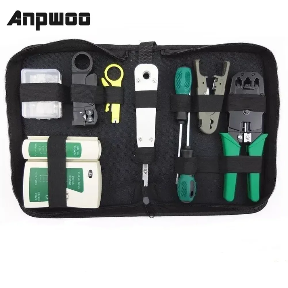 11pcs/set RJ45 RJ11 RJ12 CAT5 CAT5e Portable LAN Network Repair Tool Kit Utp Cable Tester AND Plier Crimp Crimper Plug Clamp PC