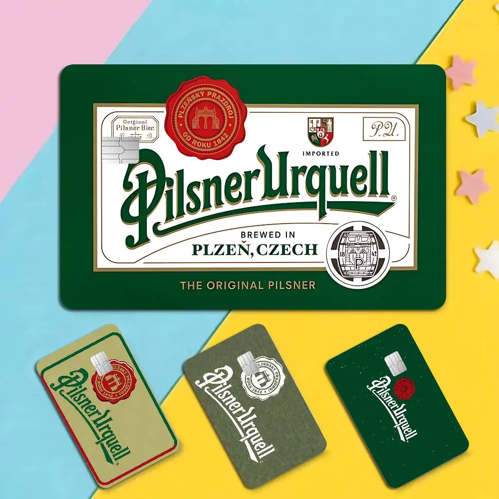 Pilsner Urquell Beer Logo Anime Front Cover Film Sticker Skin for Credit Debit Card Small Large Chip