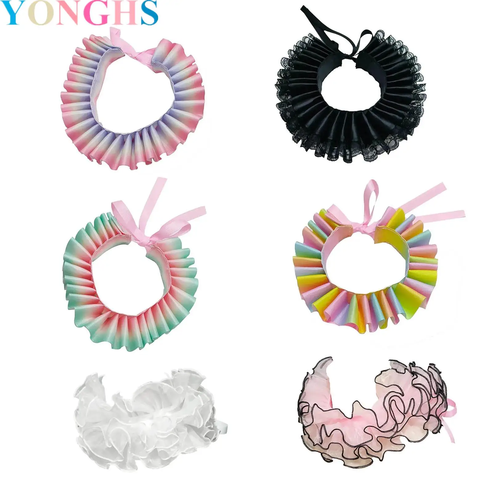 

Elegant Ladies Costume Detachable False Collar Victorian Renaissance Ruffle Neck Collar Royal Organza Fake Collar Frilled Colla