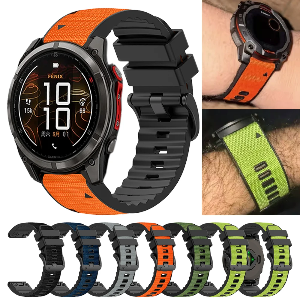 Für Garmin Fenix 8 Pro 47mm 51mm QuickFit Armband 26mm 22mm Nylon Silikon Correa Quatix 8/Epix Gen2/Descent G2/Fenix7 7x PRO Band