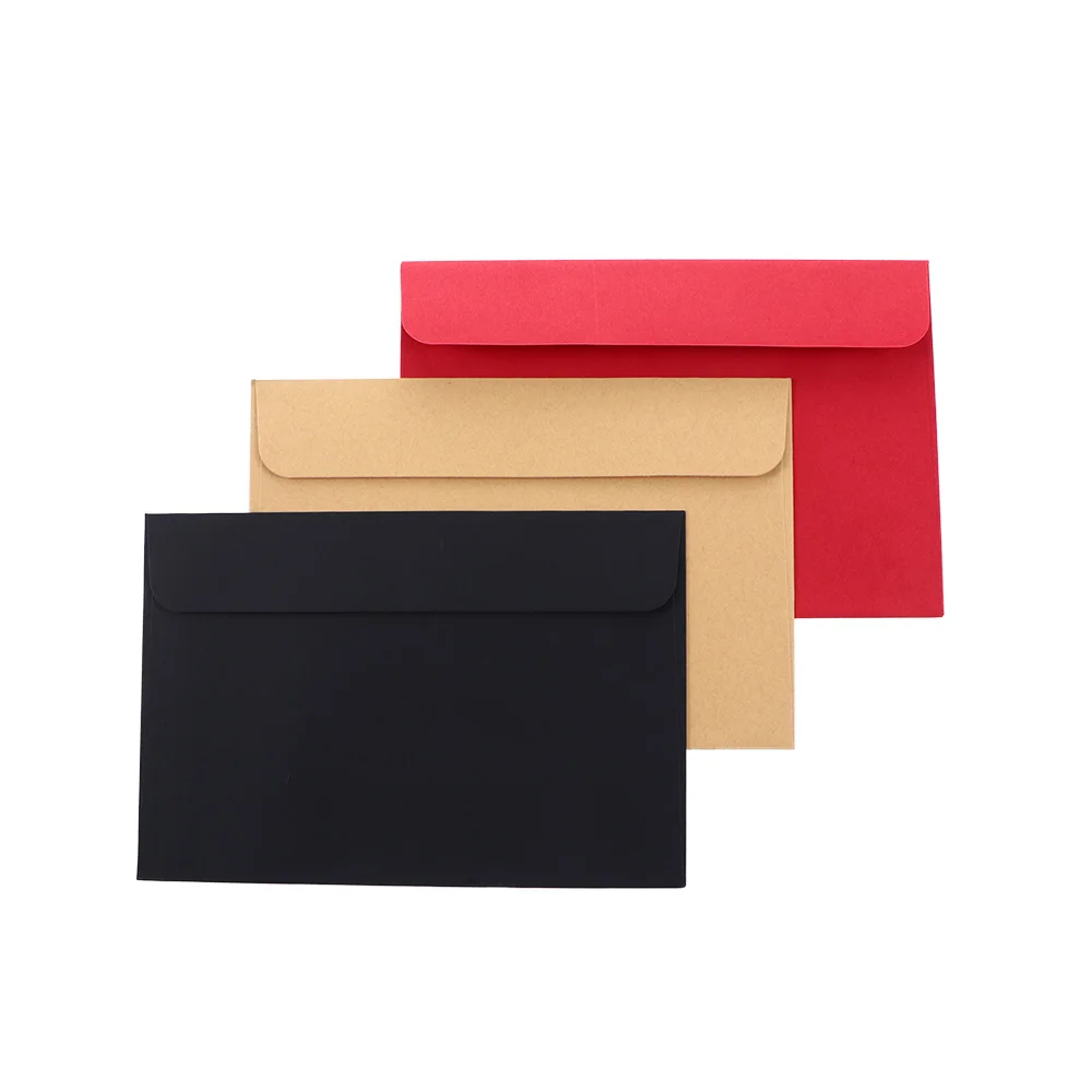 10Pcs/Pack 16cmx11cm Kraft Black Paper Envelope Message Card Letter Stationary Storage Paper Gift1