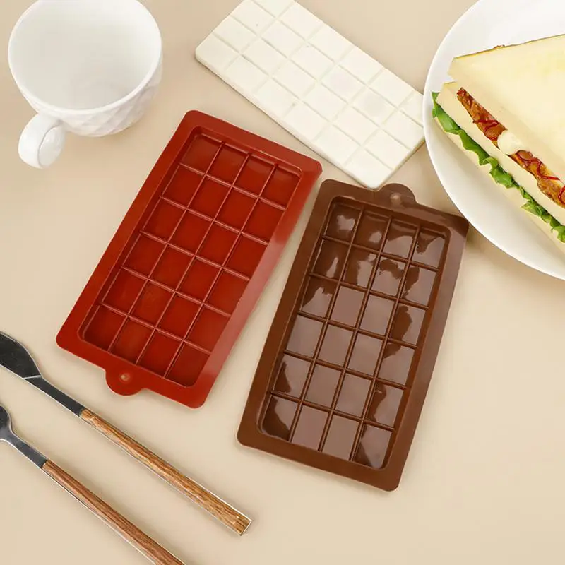 Moldes de Chocolate para hornear, moldes para pasteles, molde cuadrado de silicona ecológico de alta calidad, herramientas para dulces de 24 cavidades de calidad alimentaria