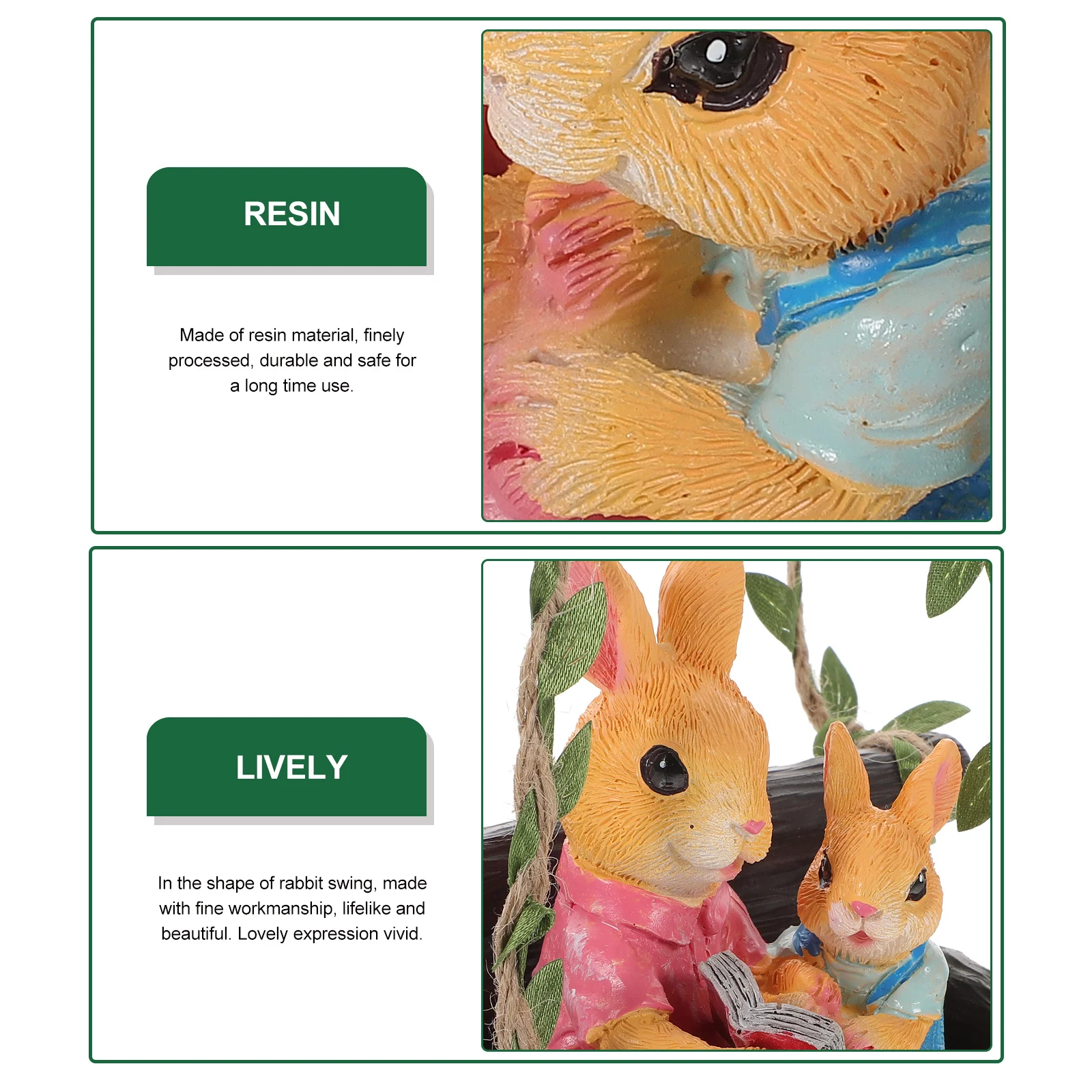 

Resin Hanging Rabbit Decor Creative Animal Statue for Yard Adornment Reading Pendant Resin Statue for Garden