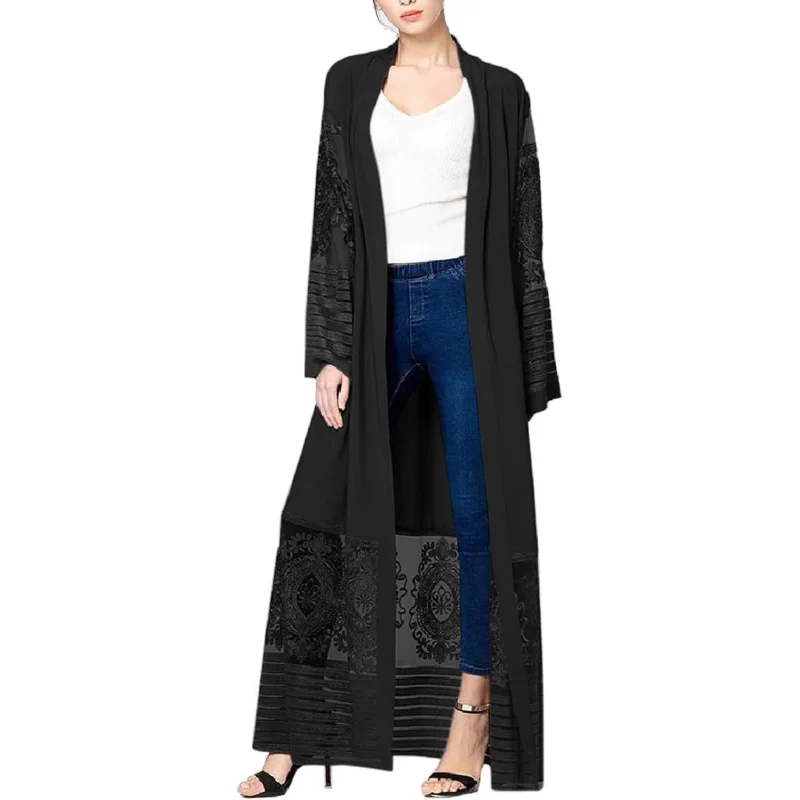 

Embroidered Women Open Abaya Muslim Dress Islamic Cardigan Dubai Kaftan Robe