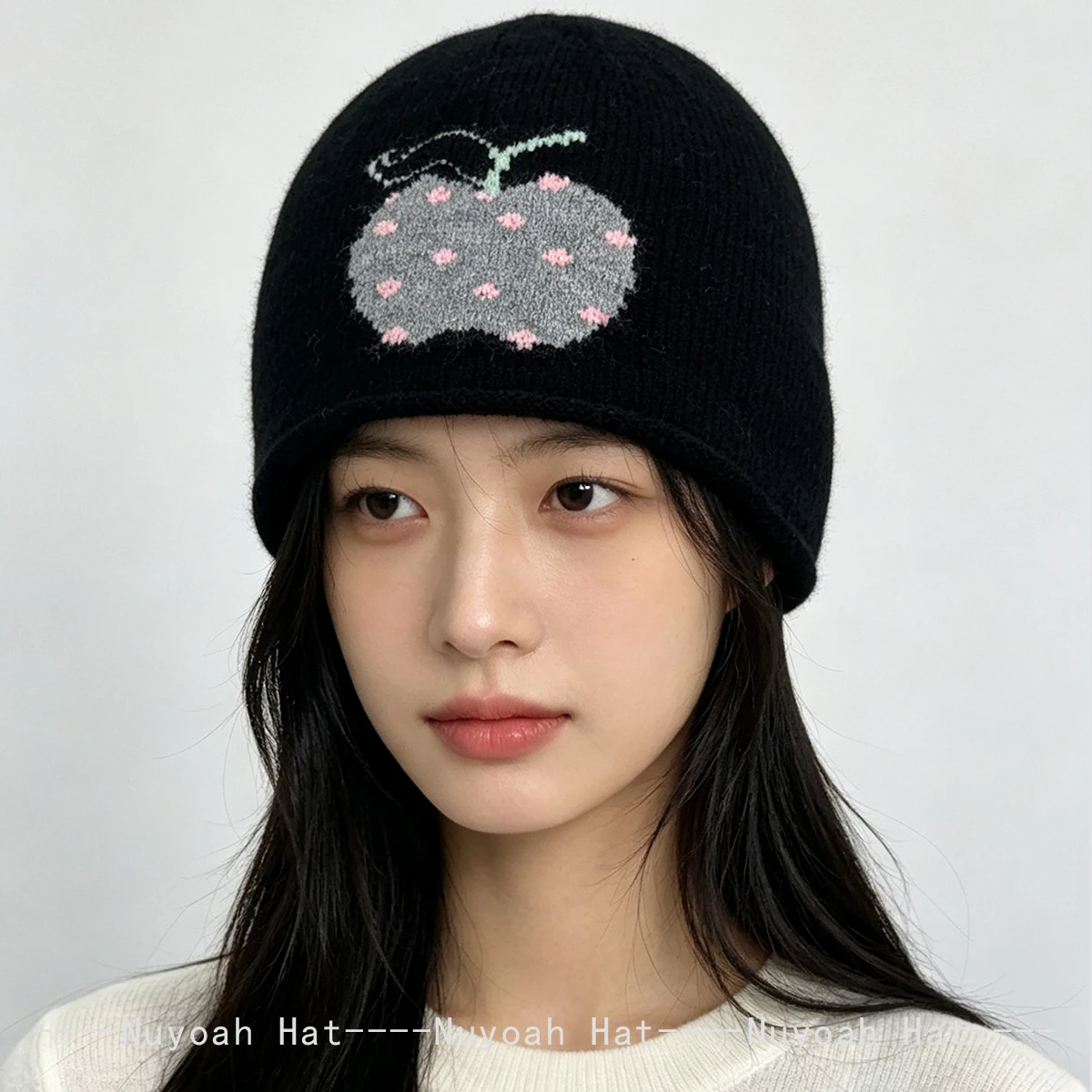 New Women Cherry Wings Apple Letters Dot Knitted Hats Warm Loose Fashion Korean Beanies Retro Versatile Cute Travel Personal Ins 5