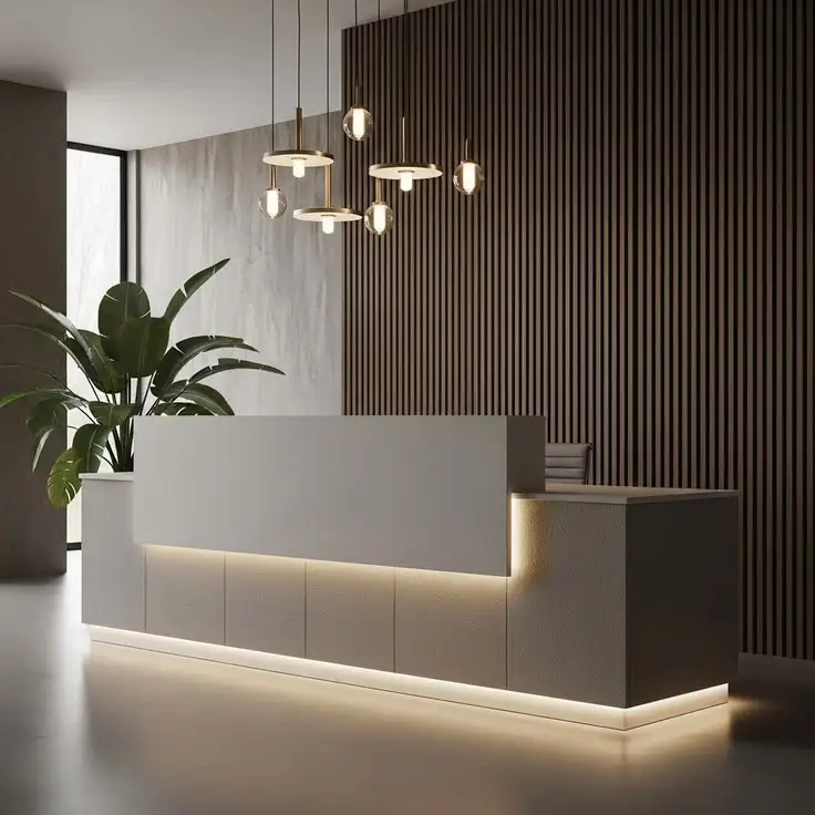 &c Modern Minimalist Dental Reception Desk Curved Painted Bar Company Beauty Salon Cashier Desk