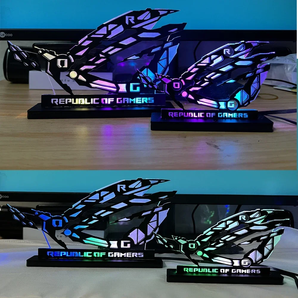 ARGB كمبيوتر مكتبي الشكل الاكريليك ، DIY خزانة الألعاب الزخرفية ROG الحلي الإضاءة 5 فولت 3PIN AURA SYNC