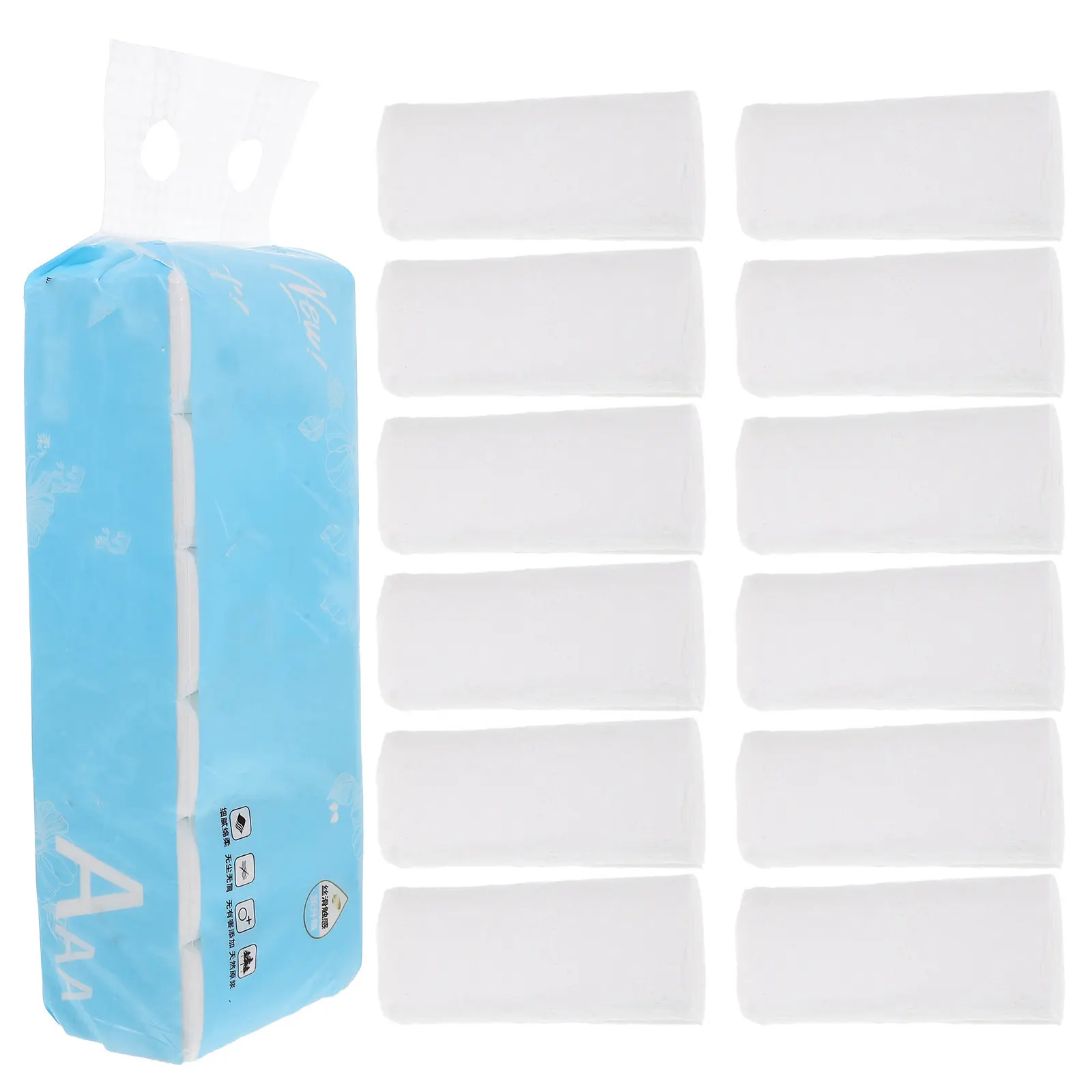 

12 рулонов без芯ных 5-слойных туалетных бумаги без втулки, мягкая, прочная, впитывающая, для дома, офиса, отеля