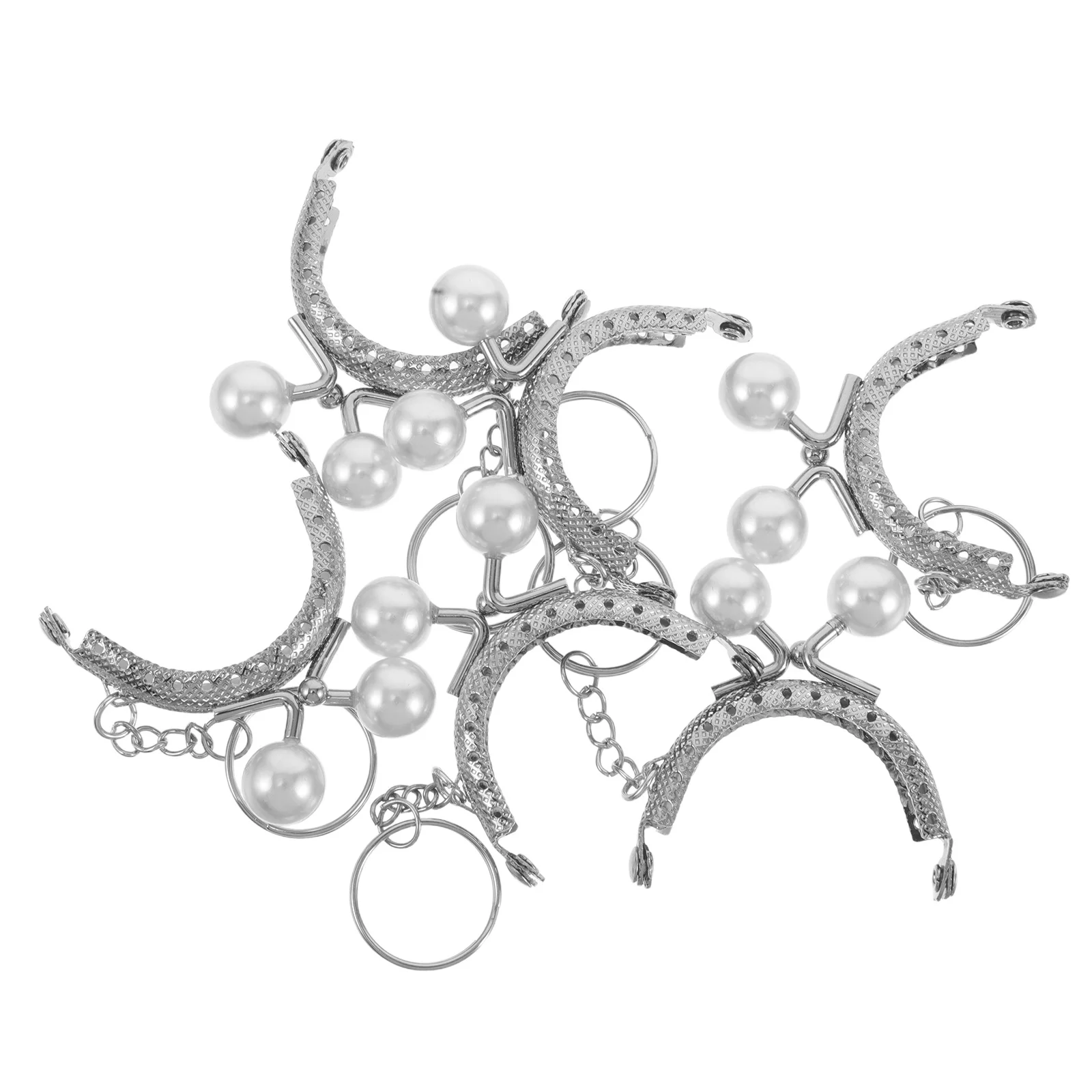 

6Pcs Pearl Bag Clasp Accessories Metal Purse Frame Clasp Retro Kiss Lock Hardware for DIY Coin Purses Handmade Wallets Craft