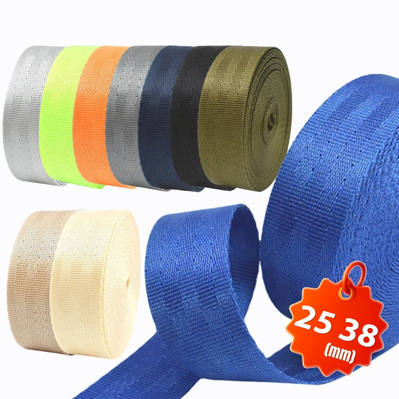 

5/10Yards 25/38mm Nylon Webbing Tape 1mm Thick Bag Canvas Ribbon Strap Safety Belt Sling Bias Binding Sewing Bais Accessories