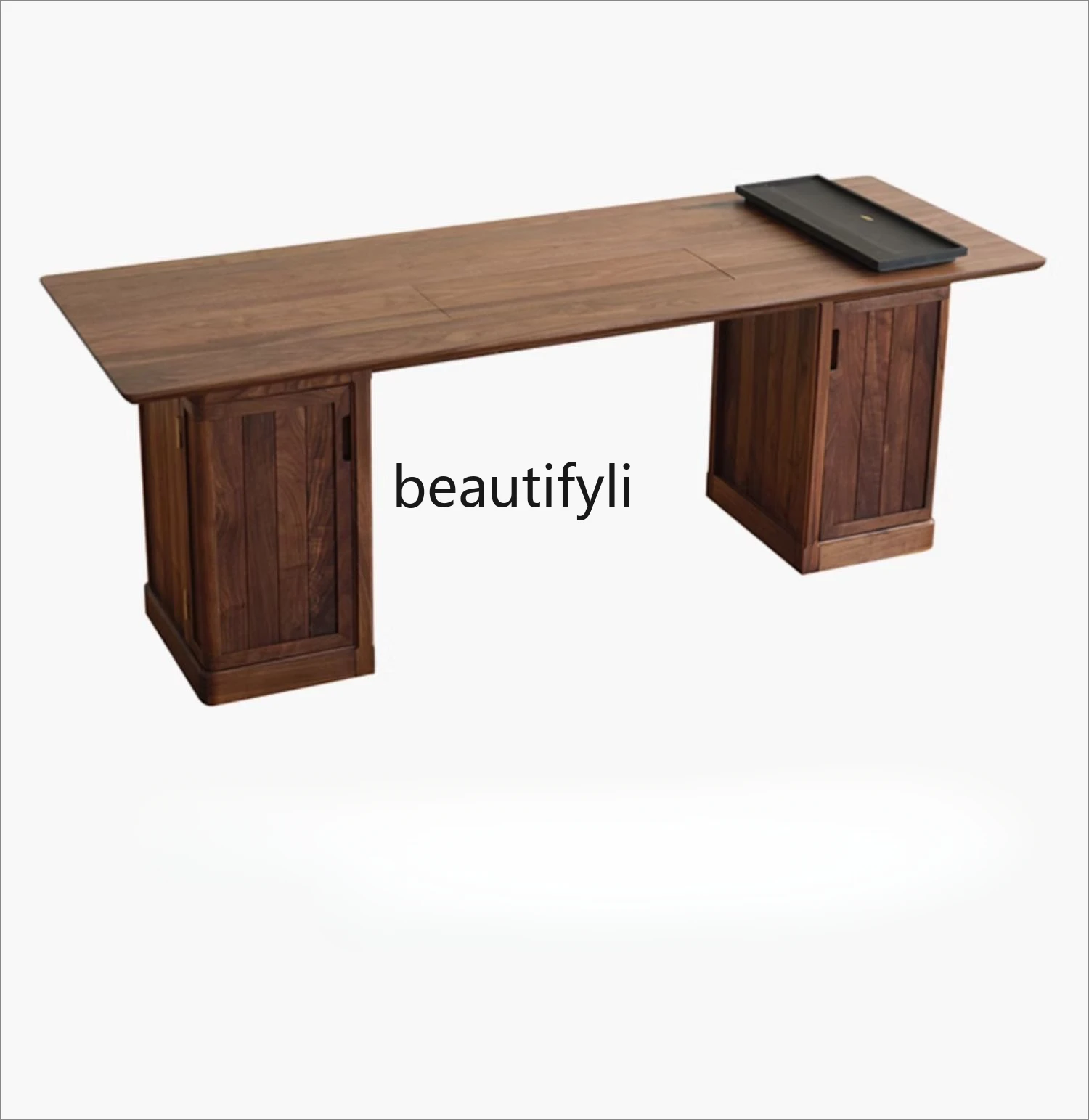 

New Chinese-style North American black walnut tea table light luxury modern high-end balcony tea table and chair set