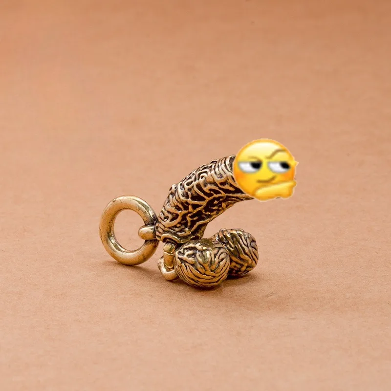 Brass Keychains MiniShaped Sculpture Statues Car Keyring Hanging Jewelry Funny Gifts