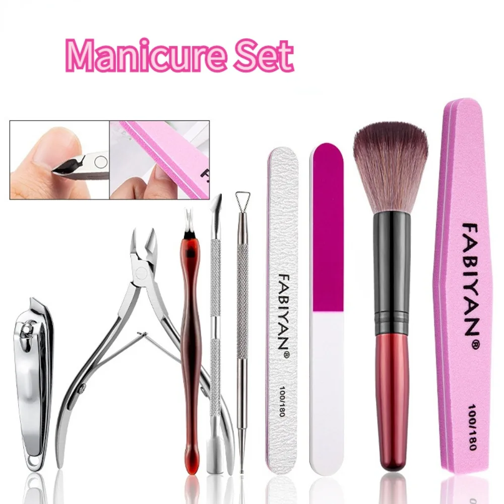 Nail Accessories Cuticle Pusher Nail Remover Dead Skin Scissors Nail File Polishing Manicure Tools Set Stainless Steel