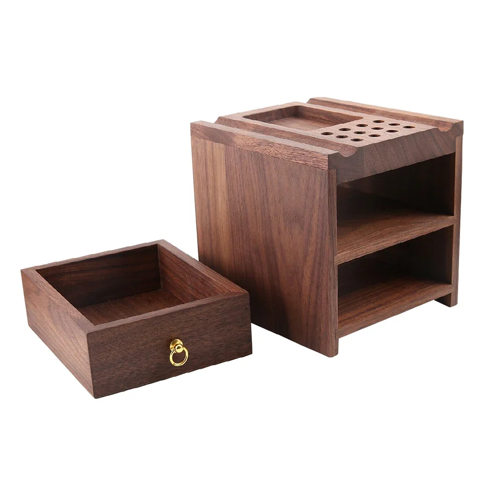 DIY Leather Craft Tool Rack Stand Walnut Wood Storage Cabinet With Drawer Box For Leather Edge Handwork Creasing Tools Storing