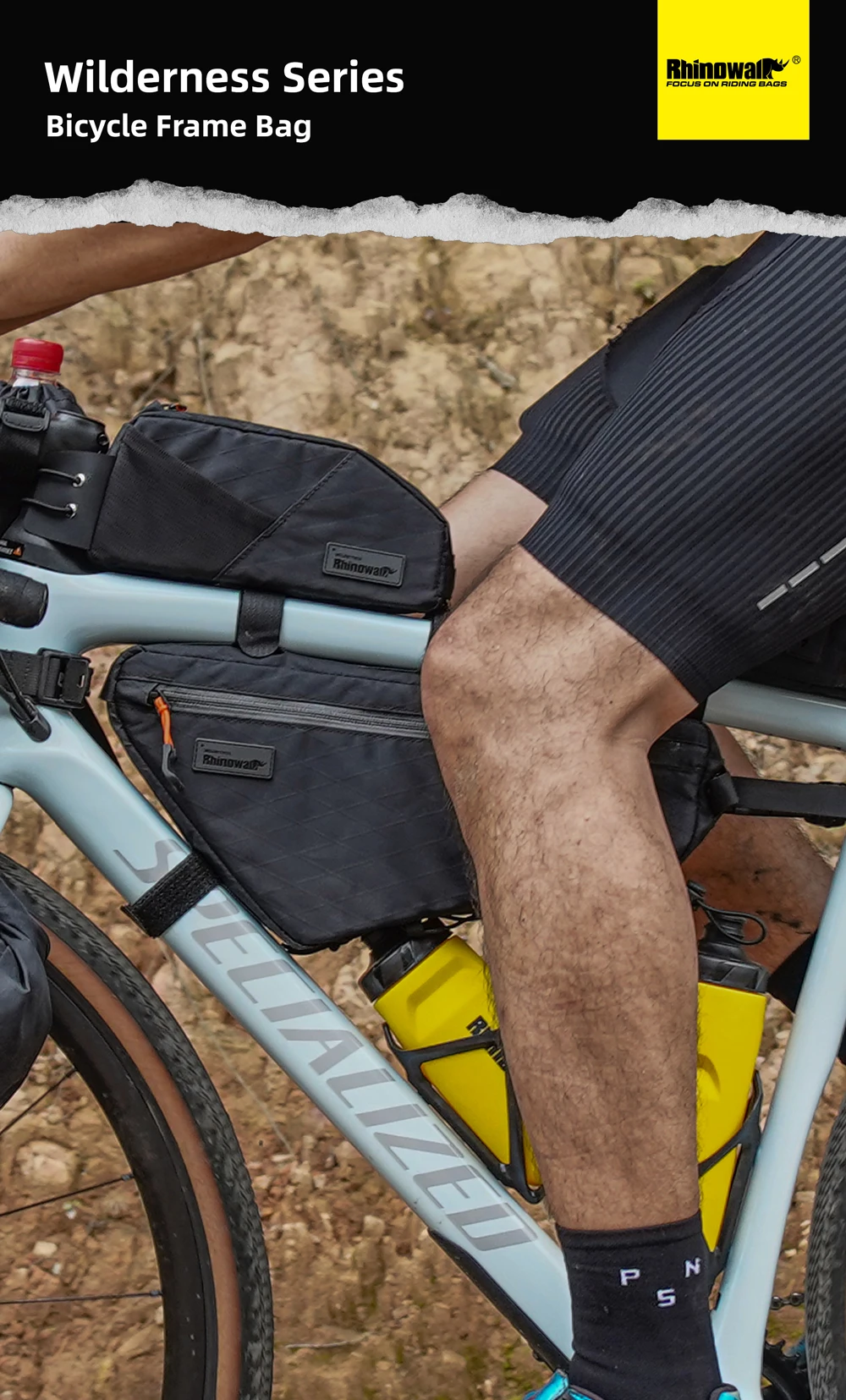 Rhinowalk Fahrrad-Dreiecksschlauchtasche, wasserabweisend, 1,7 l/2,4 l/2,9 l, Fahrrad-Rahmentasche für MTB und Rennrad, Querträger-Aufbewahrungspaket – Detail 32