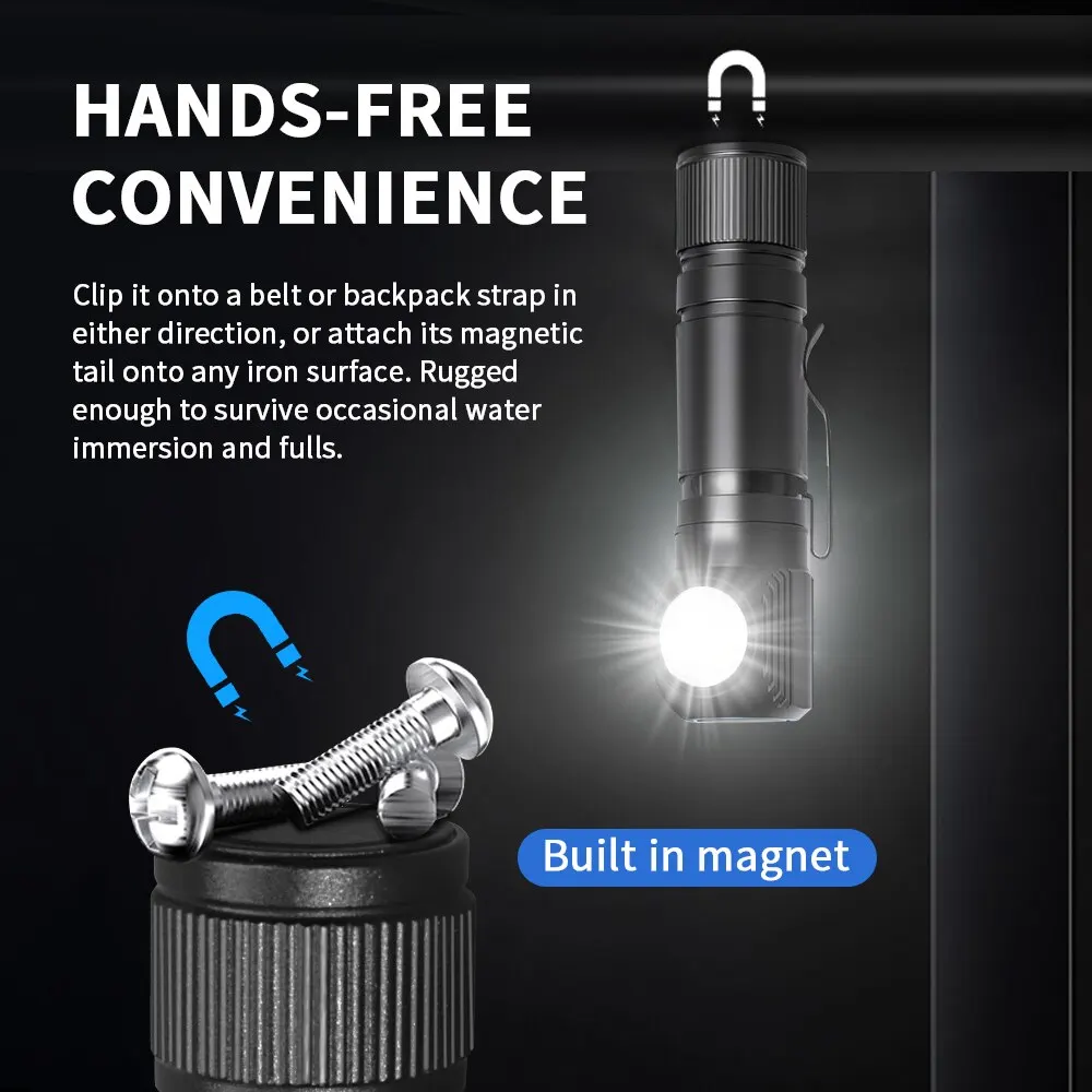 NATFIRE HS50 كشافات قابلة للشحن 2600mAh المصباح 1000LM LED USB C قابلة للشحن المغناطيسي الذيل العمل مخيم الخفيفة