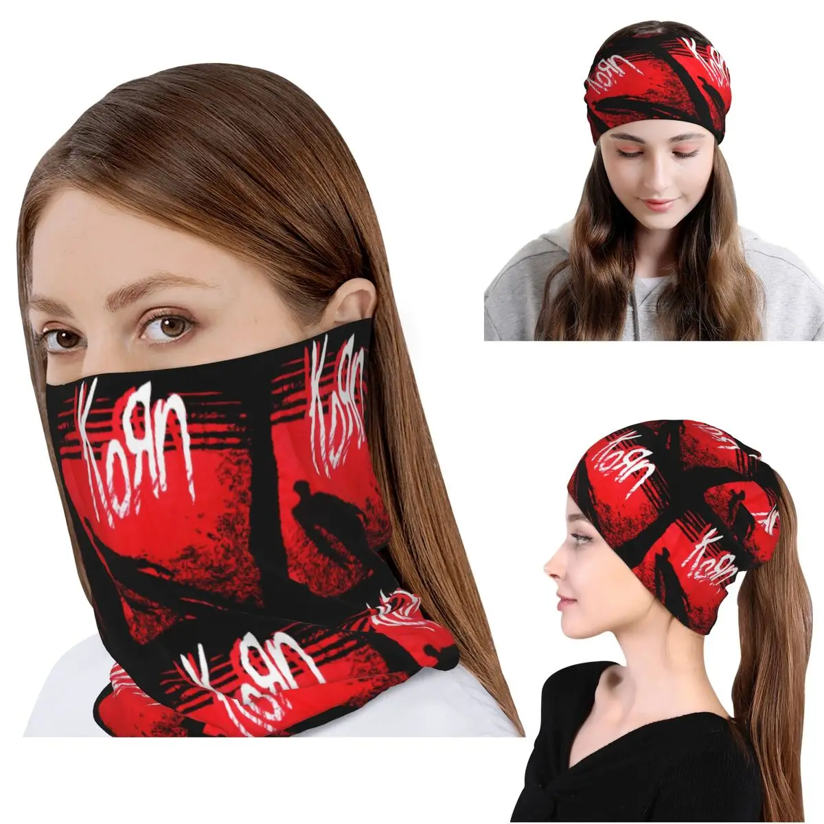 

Korn Metal Rock Music Bandana Neck Gaiter Mask Scarf Multifunction Headwear Beanies Hat for Men Women Adult Breathable