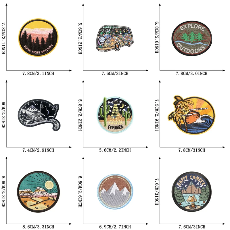10 teile/los landschaft Outdoor Eisen Auf Patches Für Kleidung Stickerei Jacke Jeans Mochila Rucksack Hut Nähen Thermocollant Pack Diy – Detail 8