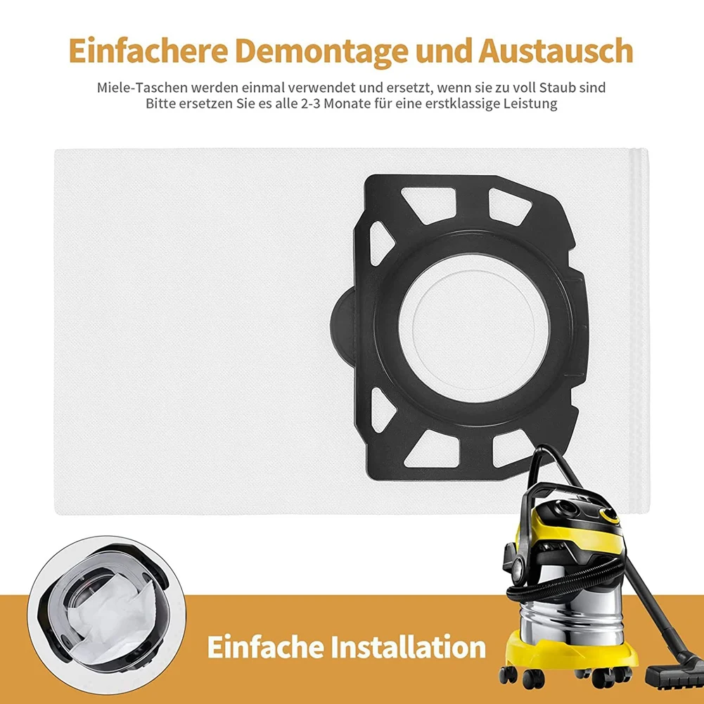 Mise à jour de 15 sacs d'aspirateur pour Karcher WD4, WD5, WD6 sacs filtrants Non tissés KFI 487, sacs d'aspirateur pour sacs filtrants Karcher