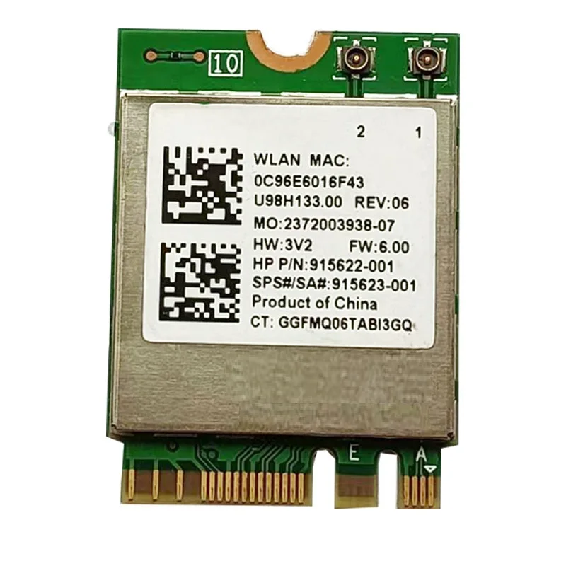 การ์ดเครือข่ายไร้สาย RTL8822BE WIFI บลูทูธ4.2ไร้สายแบบ Dual Band 433M สำหรับ HP 915622-001 915623-001