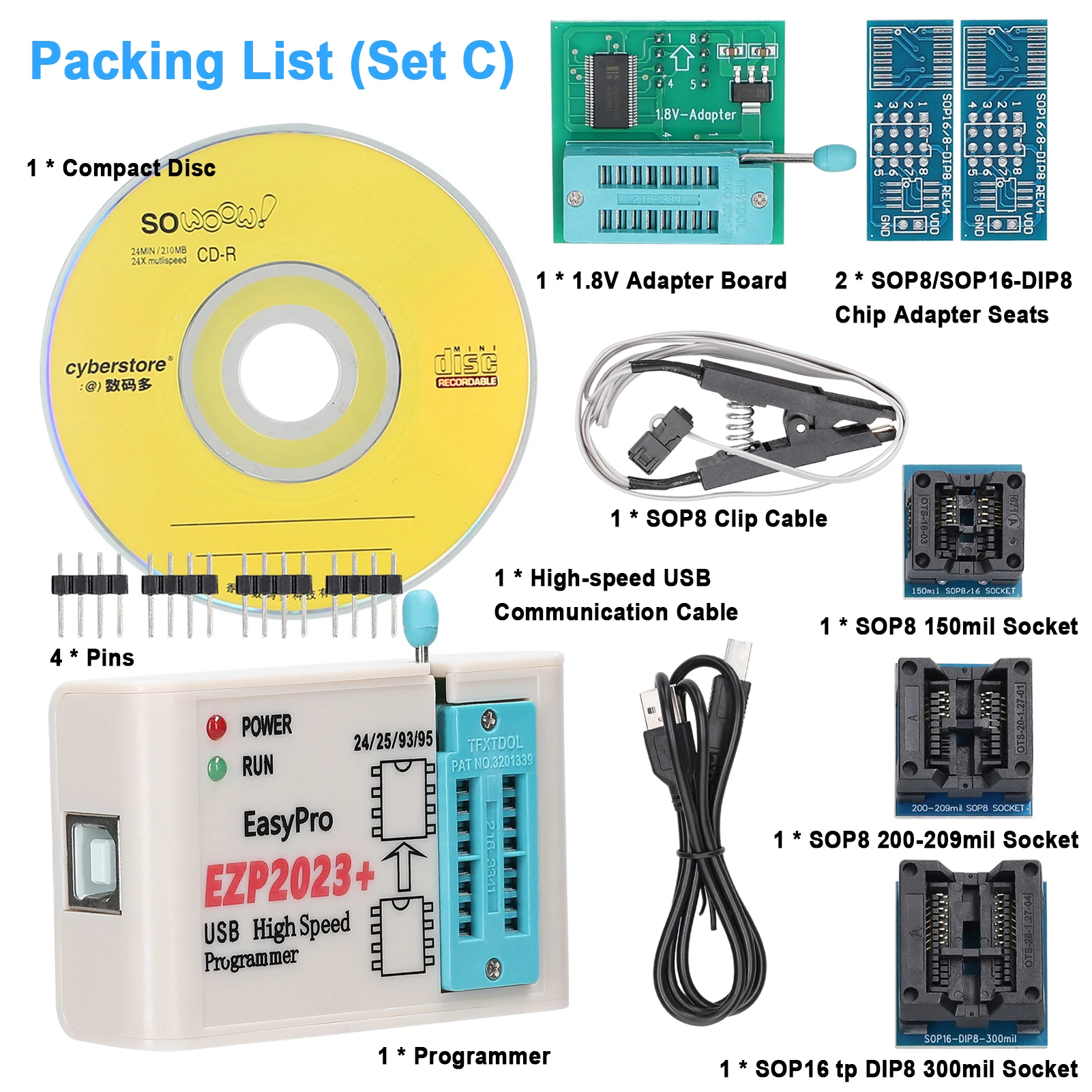 EZP2023+ High Speed Programmer Home Appliance Repairing Product R&D Burning Test Chip with USB2.0 Interface Support PC Software