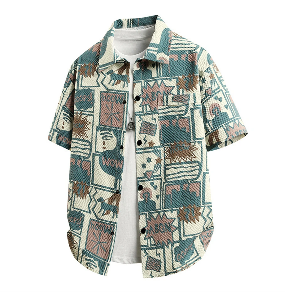 Summer Hawaiian Beach Shirt Men Plus Size 8XL Short Sleeve Shirts Fashion Streetwear Shirts Male Big Size 8XL