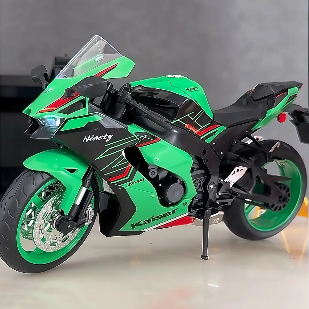 

1:9 Kawasaki ZX-10R H2R Alloy Motorcycle Diecast Model Toys Car Front Wheel Steering Sound Light Miniature Motorbick Boys Gifts