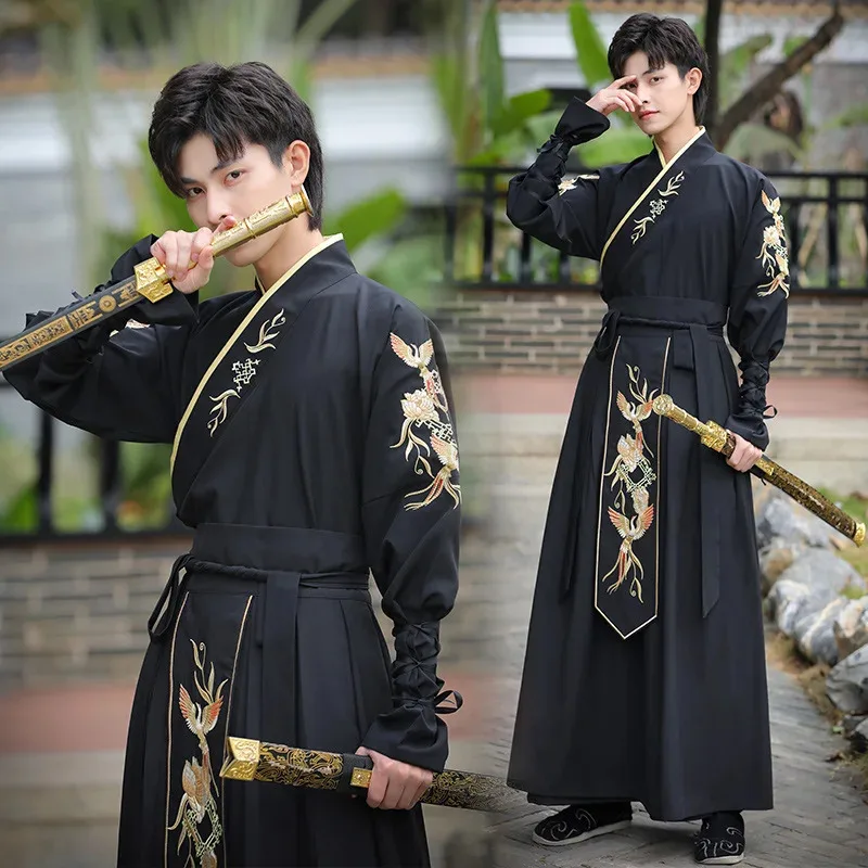 

Chinese Traditional Hanfu Dress Man Han Dynasty Costume Ancient Swordsman Clothing Male Kimono Tang Suit Halloween Cosplay Hanfu
