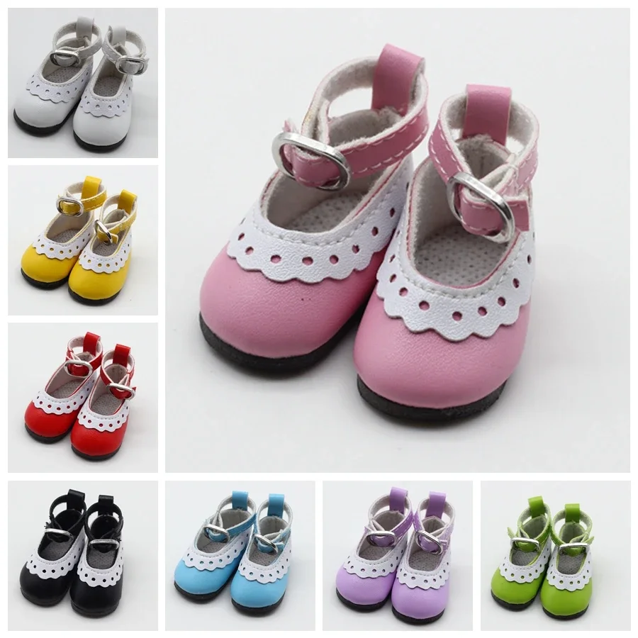 

8 Colors 4.5cm*2.5cm Doll Shoes Cute Handmade Macrame Buckle Leather Shoes for Cotton Doll 1/6 BJD Accessories Girls DIY Toys