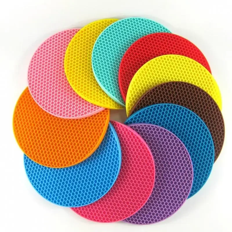 1pc Silicone Insulation Mat Honeycomb Pot Holder Non-slip Heat-resistant Place Coaster