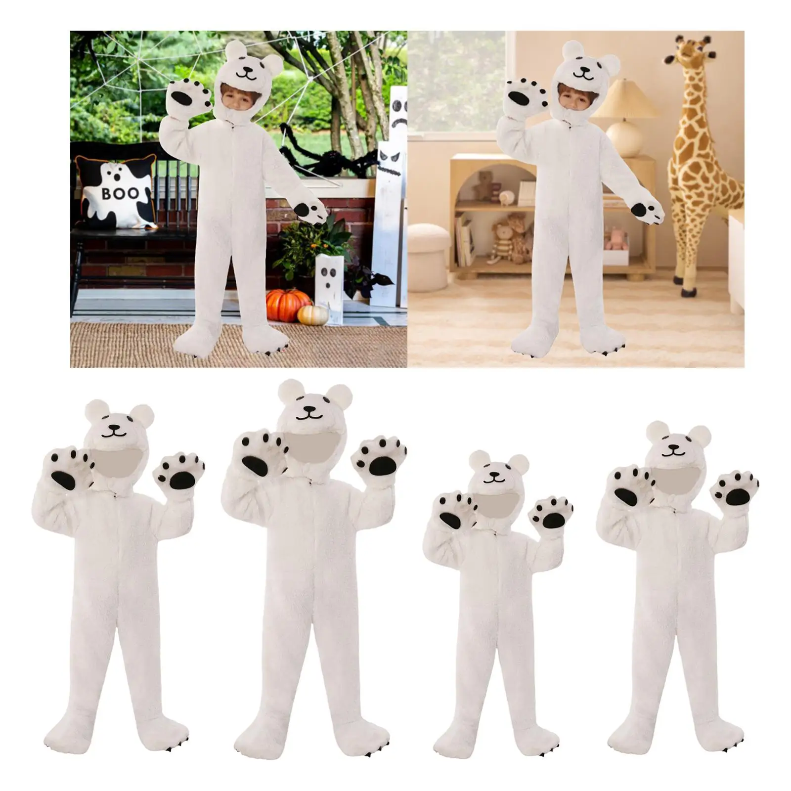 เด็กชุดหมีสําหรับชายหญิงการ์ตูน Hooded Jumpsuit สําหรับ STAGE Performance