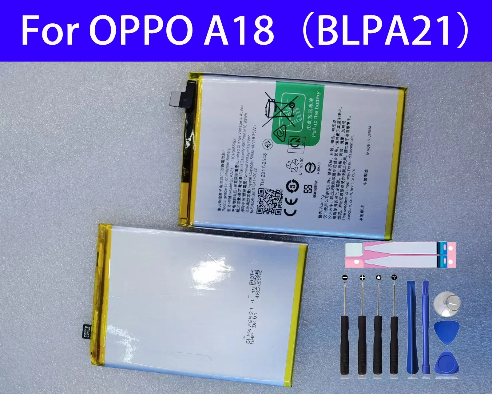 

100% Original New Replacement Battery BLPA21 For OPPO A18 Phone Battery+Tools