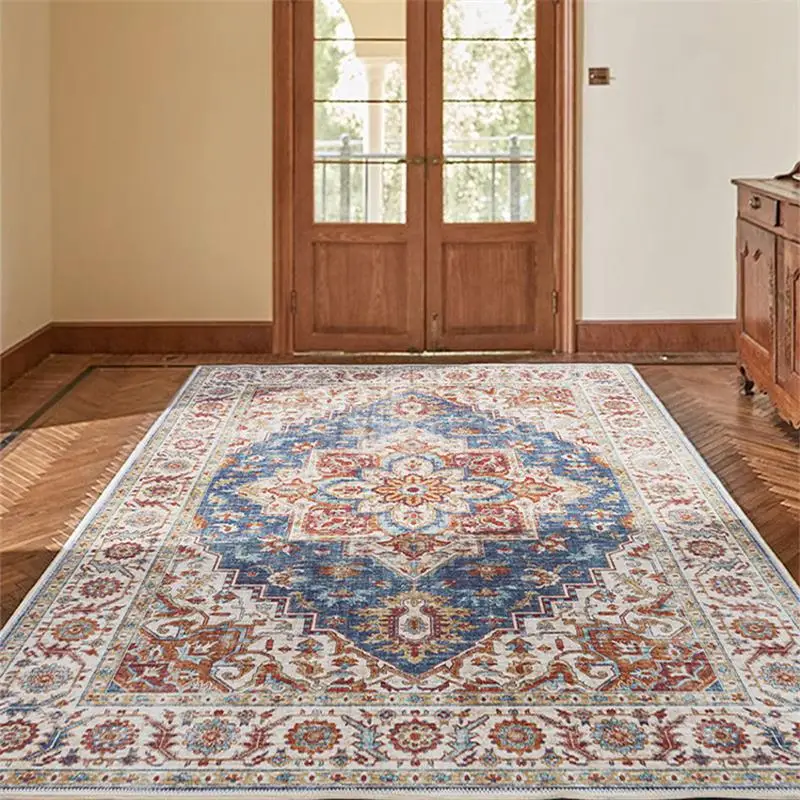 Home Retro Soft Carpet For Living Room Medieval Design Bedroom Rug Decorative Sofa Table Floor Mat Thick Short Plush Area Rugs