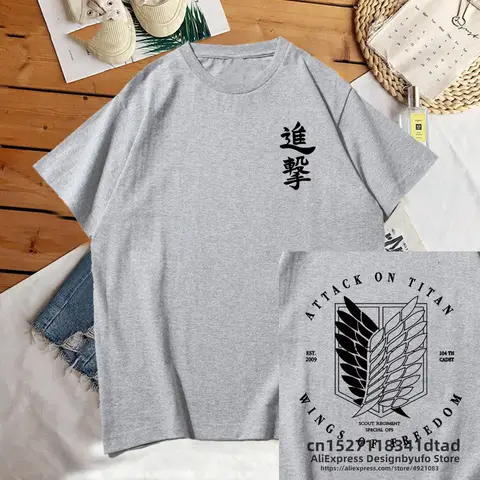 타이탄 티셔츠에 대한 공격 Anime AOT Wings of Freedomt 셔츠 여성 일본 Shingeki No Kyojin 스카우트 연대 여름 Levi Tshirt