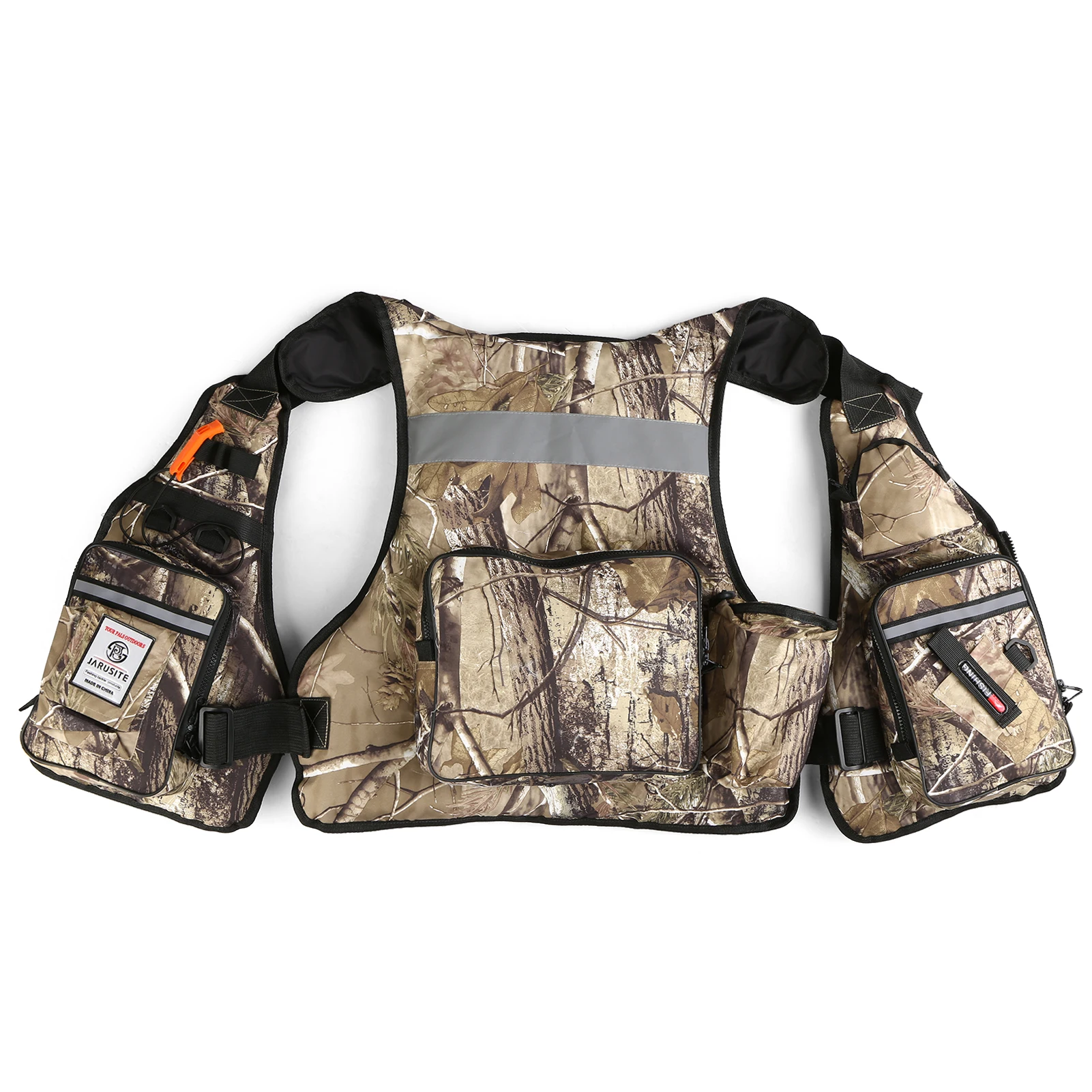 Multi-Pockets Fly Fishing Jacket Buoyancy Vest with Water Bottle Holder for Kayaking Sailing Boating Water Sports