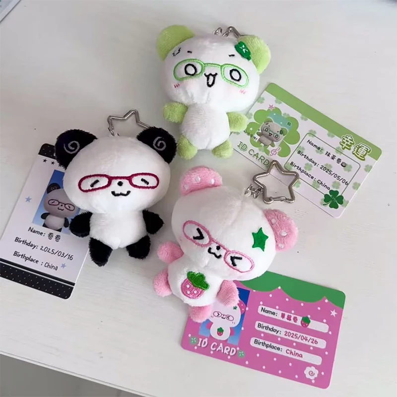 Boneca de pelúcia dos desenhos animados série rolagem original anjo rolo panda pingente bonito boneca antigo sabor pacote pendurado decoração chaveiro