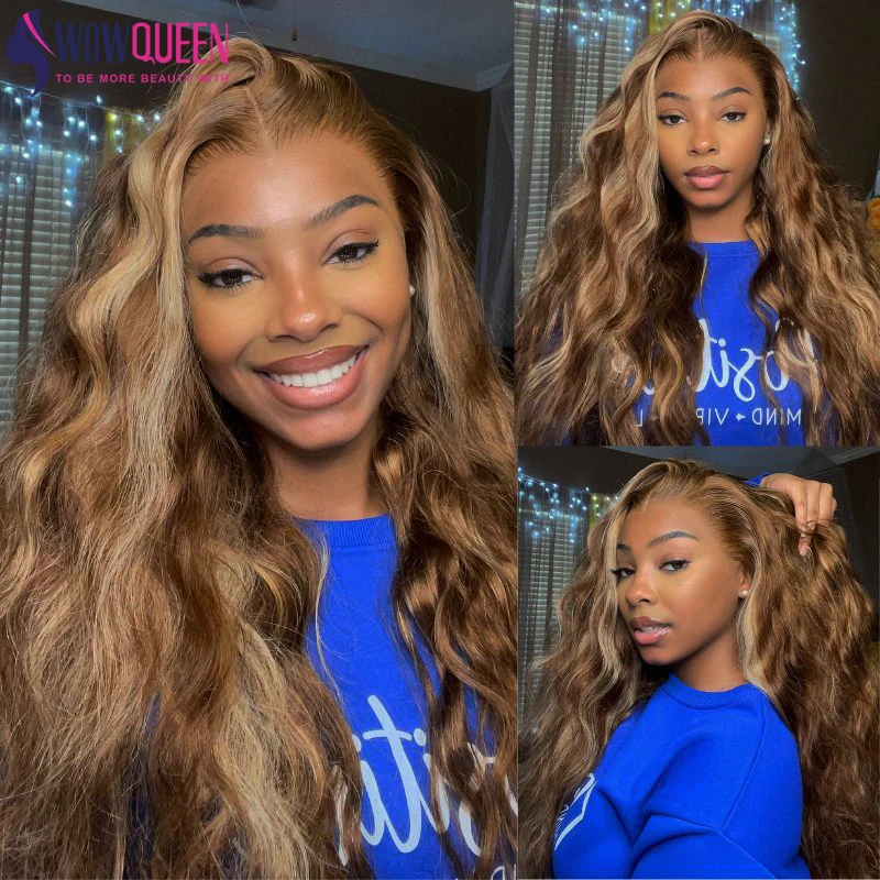 P4/27 Highlight Body Wave Bundels Brazilian Hair Weave Bundels Ombre Honingbruin Menselijk Haar Bundels Remy Hair Extensions